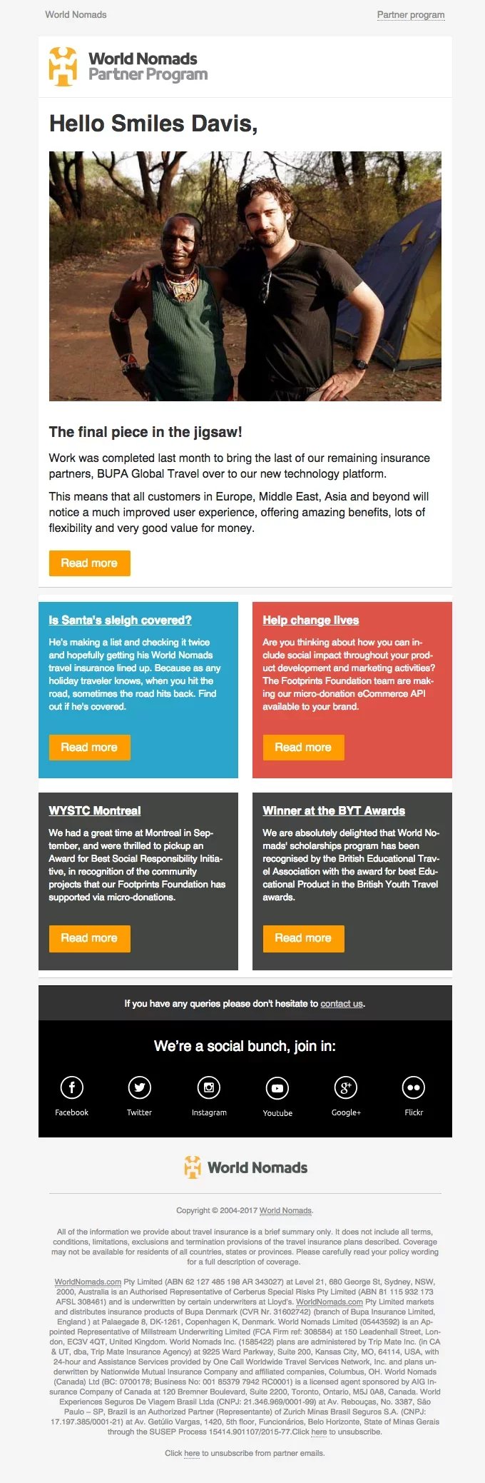 World Nomads newsletter template