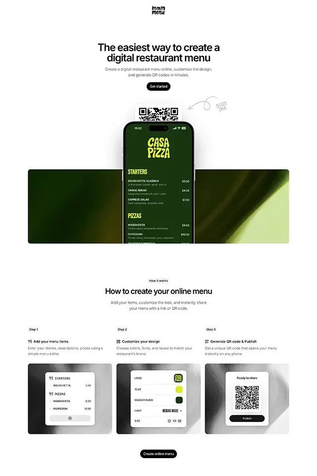 mmmmenu.app landing page