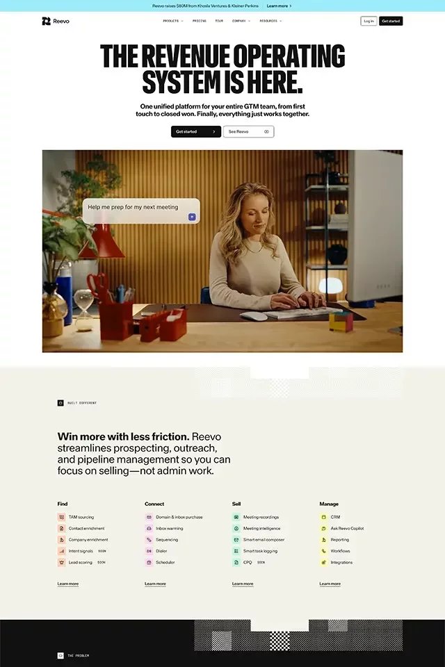 Reevo landing page
